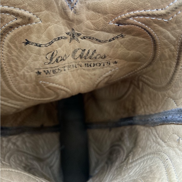 Los Altos Black Animal Textured Leather Cowboy Boots - Picture 5 of 10